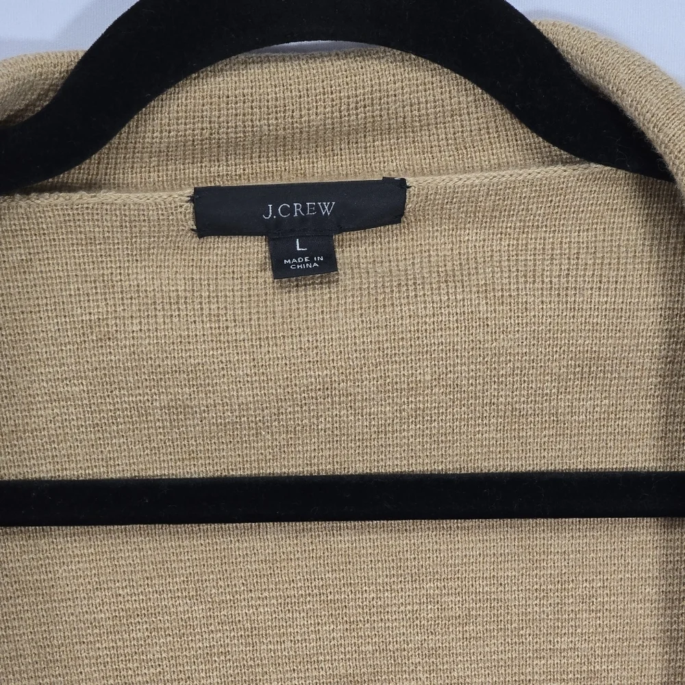 J Crew Tan Schoolboy Open Front Knit Blazer Career Professional, Sz L - Picture 3 of 4